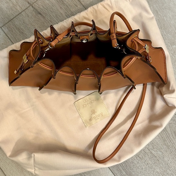 Ulla Johnson X Sisley Adria Pleated Wave Bag in Pecan - Picture 10 of 17